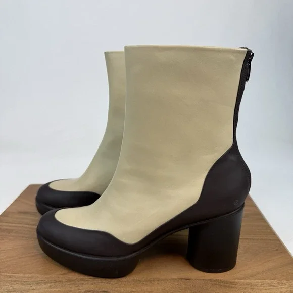 New Womens Ecco Shape Sculpted Motion 55 Leather Ankle Boots Sz 41 US 10-10.5 M